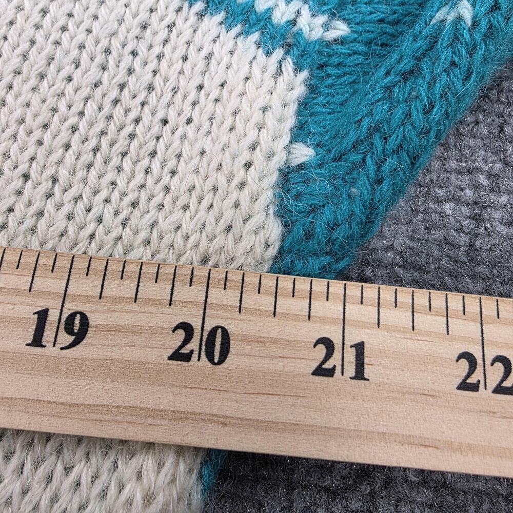 Vintage Woolrich Sweater Womens Large Teal Ski Bear Scene Pure Wool Winter Fun - Picture 5 of 16